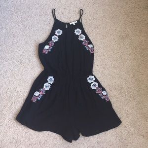 Black flowered romper
